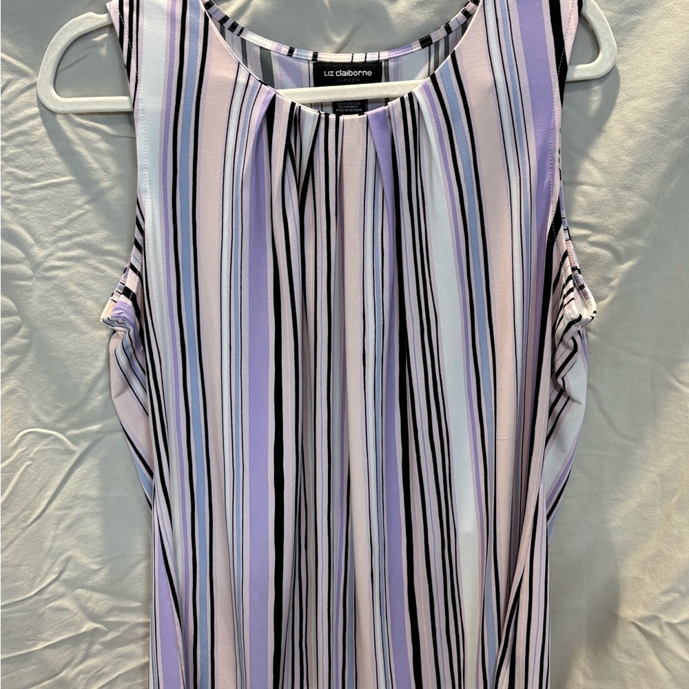 Liz Claiborne Women's Lavender and White Striped Tank Top